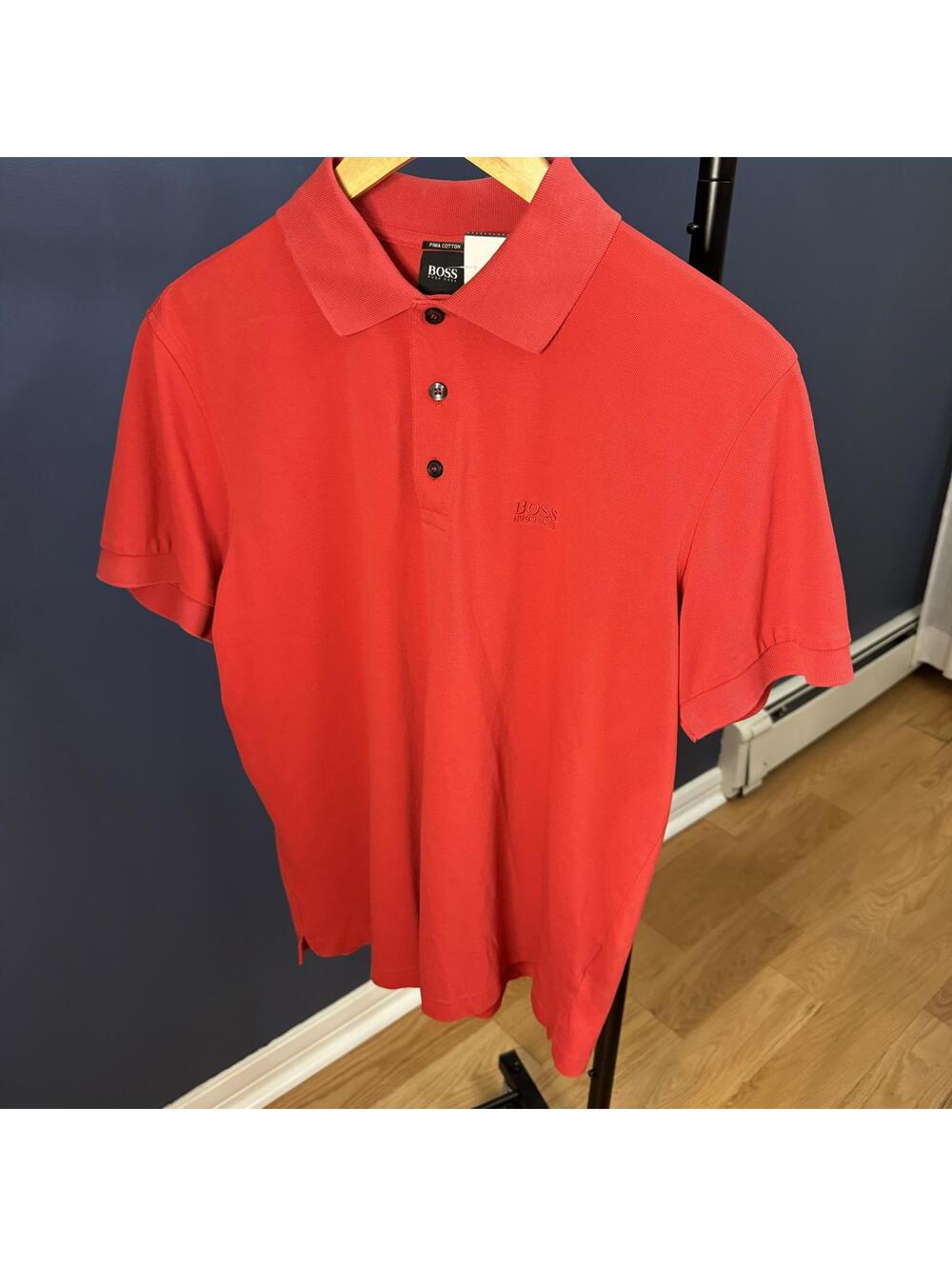 Hugo Boss, Mens Pima Cotton Golf Polo Red, Medium
